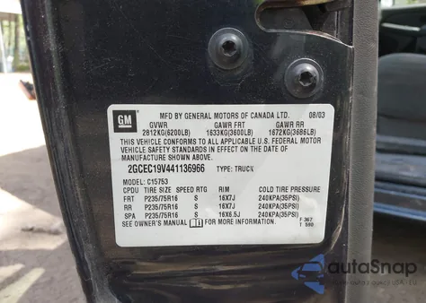 2004 Chevrolet Silverado 1500 Ls from USA, damaged, VIN 2GCEC19V441136966